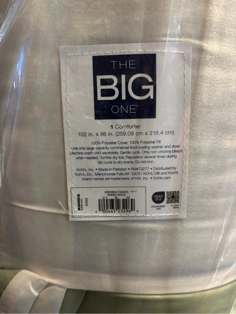 The Big One Light Sage Green Reversible Down Alternative Comforter